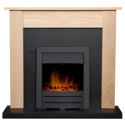 Adam Southwold Fireplace In Oak & Black With Colorado Electric Fire In Black... • £299