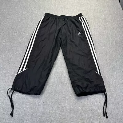 Vintage Adidas Track Pants Cropped Mens Small Black Mesh Lined Parachute • $28.88