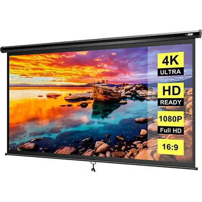 80  Projection Screen Manual Pull Down 16:9 HD Projector Home Theaters 3D Movie • $49.99