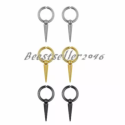 2-6pcs Men Women Stainless Steel Spike Dangle Drop Clip-on Non-pierced Earrings • $8.99