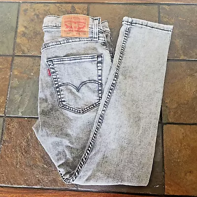 Levi's 512 Men's Slim Taper Size 31x30 Black Denim Jeans Acid Wash Light Faded • $19.99