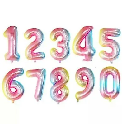 40  Giant Foil Number Balloons Self Inflating Birthday Age Party Wedding Baloon • £0.99