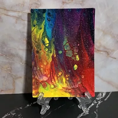 ACEO Shimmer Abstract Acrylic Art OOAK Painting On Watercolor Paper DSMitchell • $10