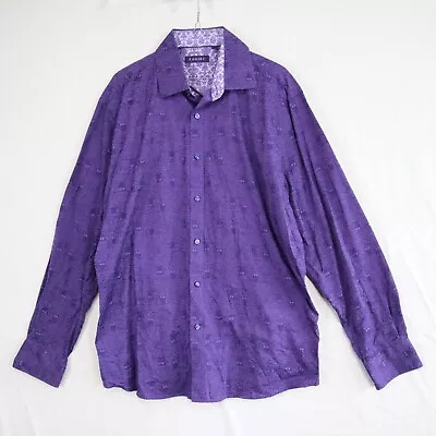 ZAGIRI Shirt Mens XL Casual Button Up Purple Owl Patterned Long Sleeve • $29.99