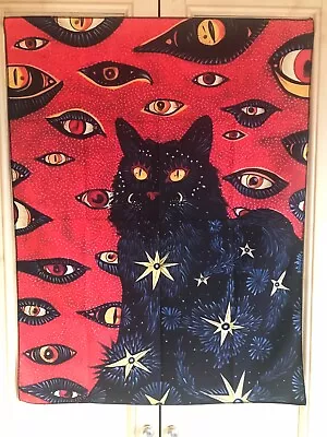 Wall Hanging Tapestry Black Cat Wiccan Pagan Home Decor • £8.99