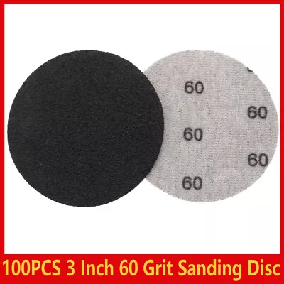 100PCS 3 Inch Sanding Discs 60 Grit Hook And Loop Sandpaper Orbital Sander Paper • $20.90