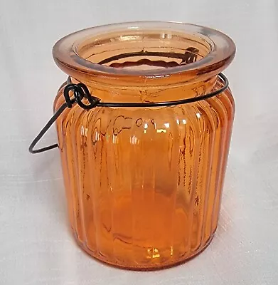 Orange~Lantern Style~Jar~Votive/Tealight Candle Holder~Ribbed Design~Fall/Autumn • $6.99