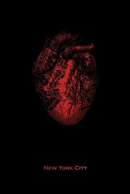 £69.95 • Buy New York Beating Heart Map Print - Streets Manhattan NYC Art Photo Poster Gift