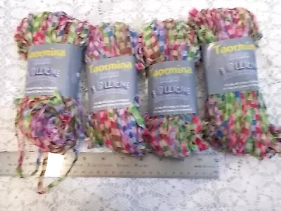 Lot 4 Vint. Cascade Yarns  Taormina  1/4  Variegated Ribbon Yarn 1 3/4 Oz Italy • $14.99