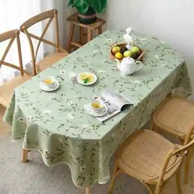 Printed Flowers Oval Tablecloth Oxford Cloth Coffee Tea Table Cover With No Lace • $43.22