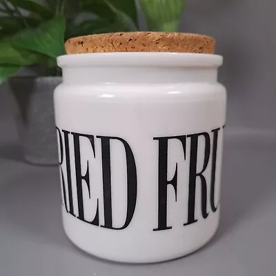 Vintage Milk Glass Dried Fruit Storage Jar Cannister Dried Fruit Cork Top Farm • £20