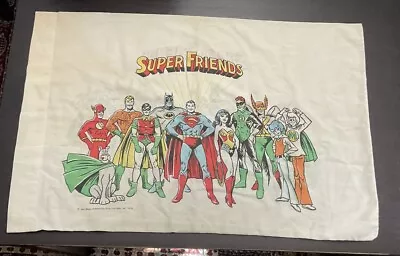 Vintage 1976 SUPER FRIENDS CARTOON Pillowcase Justice League JLA DC Comics • $14.95