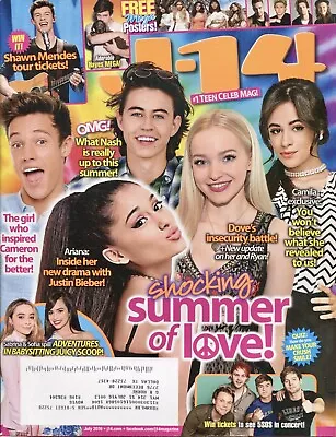 J-14 MAGAZINE ~ July 2016 ~ Cameron Ariana Grande Nash Dove Shawn Mendes ~ E-5-3 • $9.99