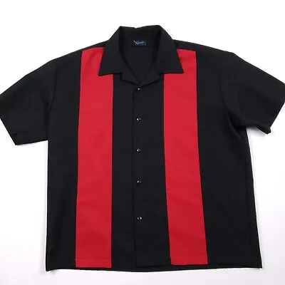 Steady Customs Bowling Shirt Mens XL Black Red Rockabilly Retro Camp Casual USA • $26.87