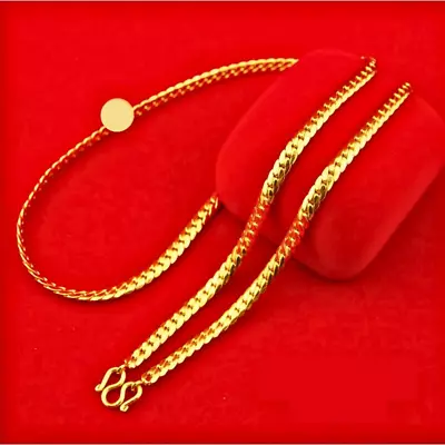 Link Necklace 24K Thai Baht Yellow Gold Plated 24 Inch 2 Baht Jewelry Men Women • $102.79
