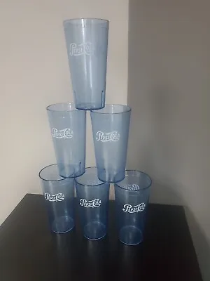 $22.99 • Buy Retro Pepsi Cola Restaurant Blue Plastic Tumblers Cups 20oz Set Of 6 