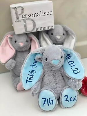 Personalised Bunny Teddy  Personalised Comforter baby Keep Sake Baby Shower • £8.50