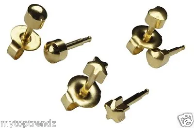 Hypoallergenic  Ear Piercing Studs Earrings 24ct Gold Plated 4mm STERILE PACK • £2.95