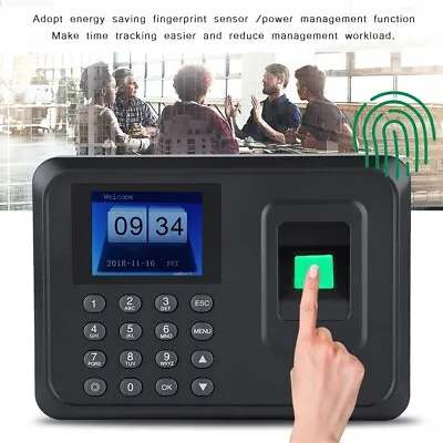 £39.40 • Buy 2.4 TFT LCD Biometric Fingerprint Time Clock Password Attendance Machine EU Plug