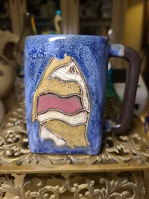 Mara Of Mexico Fish Motif Stoneware Coffee Mug Signed • $15