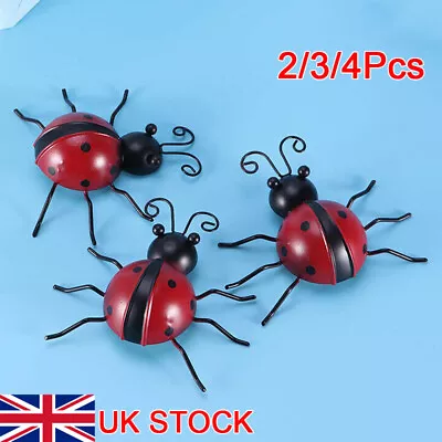 £6.79 • Buy 2/3/4Pcs Iron Ladybug Ladybird Wall Hanging Art Decoration Ornament Home Garden