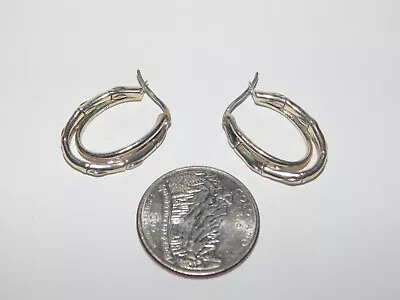 Small JAI John Hardy Sterling Silver Bamboo Oval Hoop Earrings • $79