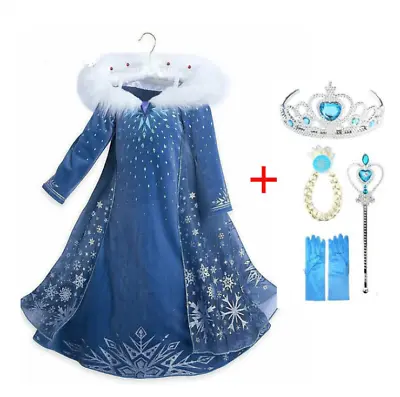 Frozen 2 Elsa Dress Up Girls Fancy Cosplay Kids Costume Party Outfit Snow NEW AU • $20.68