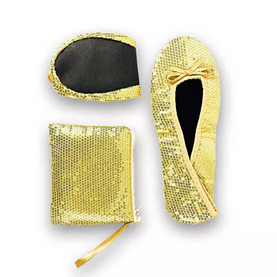 Women Fold Up Ballet Flat Roll Slipper Shoes Dance Party Shoes Portable Travel • $13.71