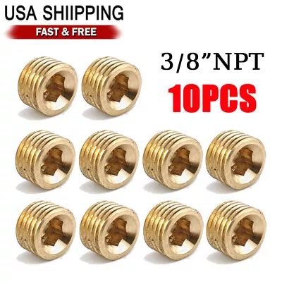 10X Male 3/8  NPT Brass Internal Hex Head Socket Pipe Plugs End Cap Accessories • $11.99