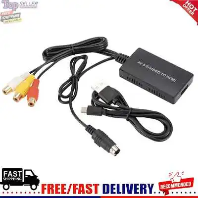 720P/1080P RCA AV S-Video To HDMI-compatible Converter Adapter Support NTSC PAL • £11.33