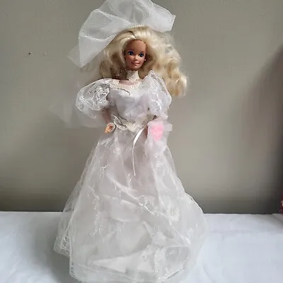 Vintage 1989 Wedding Fantasy Barbie Doll With Stand • $15.99