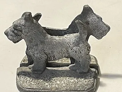 PAIR Vintage Schnauzer Scottie Terrier Dog 5” Cast METAL Doorstops Bookends • $25.55