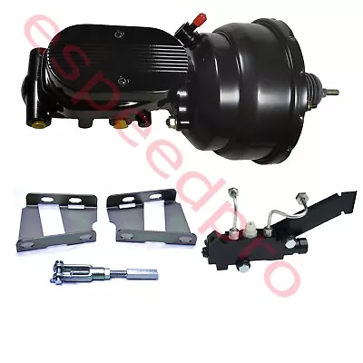 55-57 Chevy Tri 5 8  Dual BLACK Power Brake Booster Milled Master Disc Disc Kit • $176.99