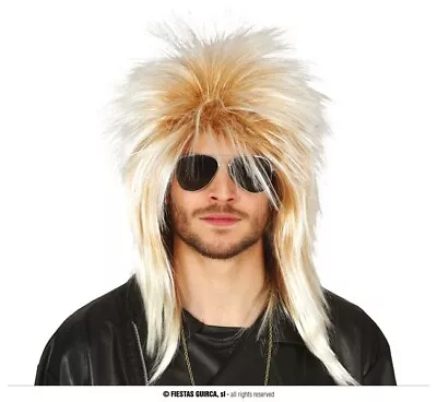 Blonde Spikey Wig 80's Mullet Rock Costume Labyrinth Fancy Dress Pat Sharp 1980s • £14.99