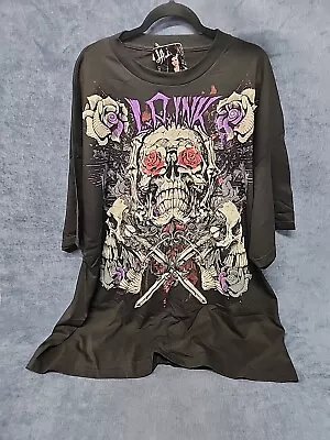 LA Ink Tattoo Rose Skulls & Crossed Swords Black T-Shirt 4XL Vintage NOS MACE-11 • $75