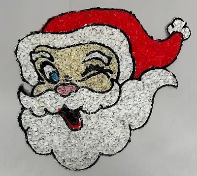 Vtg Winking Santa Melted Popcorn Christmas Decoration Window Door Hanger • $24