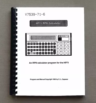 RPN Calculator Manual For The HP71B CalculatorGGg • $10