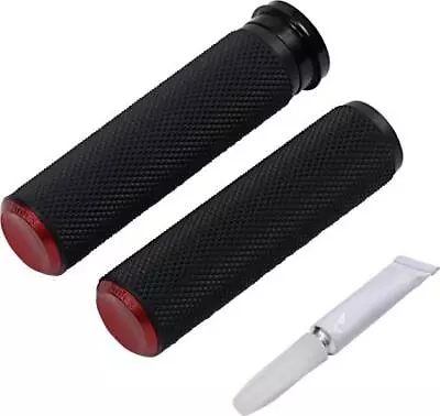 Arlen Ness Knurled Fusion Grips Black/Red 1  TBW • $65.28