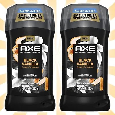 2 Axe Fine Fragrance Men's Deodorant Stick Black Vanilla Orange Sandalwood 3 OZ • $15.76