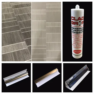 £0.99 • Buy Executive Tile Effect Wall Panels & Bathroom Trims Shower Wall Cladding PVC Grey