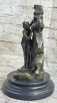 Bronze Sculpture Of A Girl Drinking From A Spring By Moreau Classical Art Decor • $249