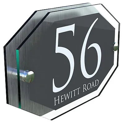 Modern HOUSE SIGN / PLAQUE / DOOR / NUMBERS / GLASS EFFECT ACRYLIC / Wall Signs • £7.75