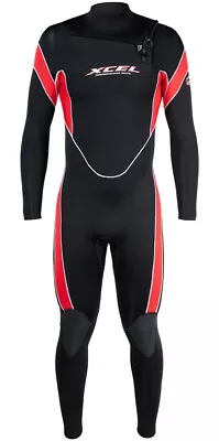 Xcel Mens Infiniti Solution 3/2mm Chest Zip Wetsuit - Black / Red • £249.95