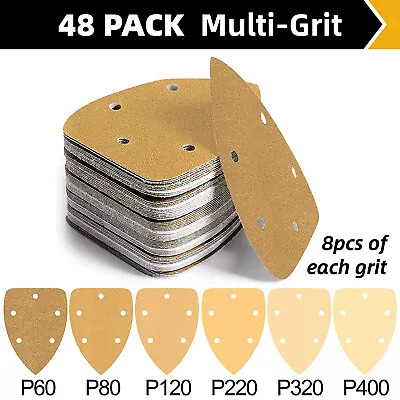 48PCS Mouse Sandpaper 60-400 Grit Sanding Pads Paper For 5.5 X3.5  Detail Sander • $14.53