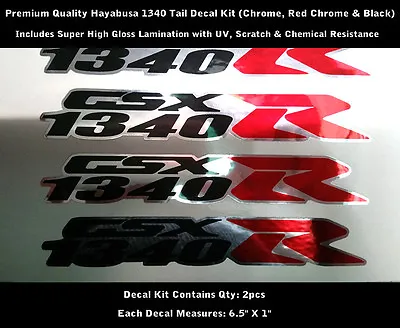 1340 R Decal Hayabusa Kit 2pcs GSXR Chrome Black Red Laminated 6.5  0139 • $17.95