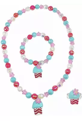 $9.99 • Buy Adorable Necklace And Bracelet And Ring Set Chunky Jewelry For Girls Little Kids