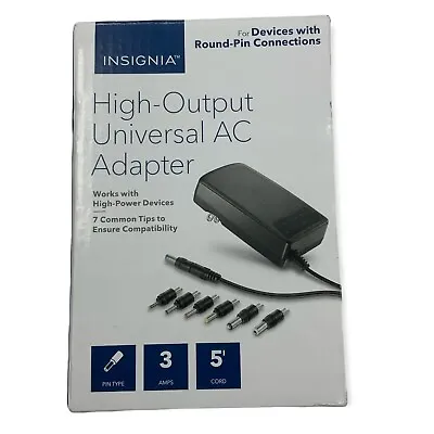 Insignia- 3000 MAh 3 Amp Universal AC Adapter For High-Output Devices - Black • $12.75