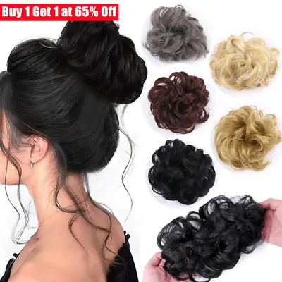6  Curly Messy Hair Bun Piece Updo Scrunchie Fake Natural Bobble Hair Extensions • £3.68
