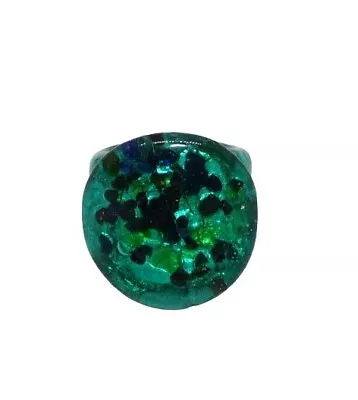 Murano Glass Ring  Size 8-8.5  Deep Green Teal Estate Vintage • $19.99