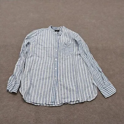 J.Crew Boy Womens Size 6P Long Sleeve Blue White Striped Button Down Shirt Top • $18.88